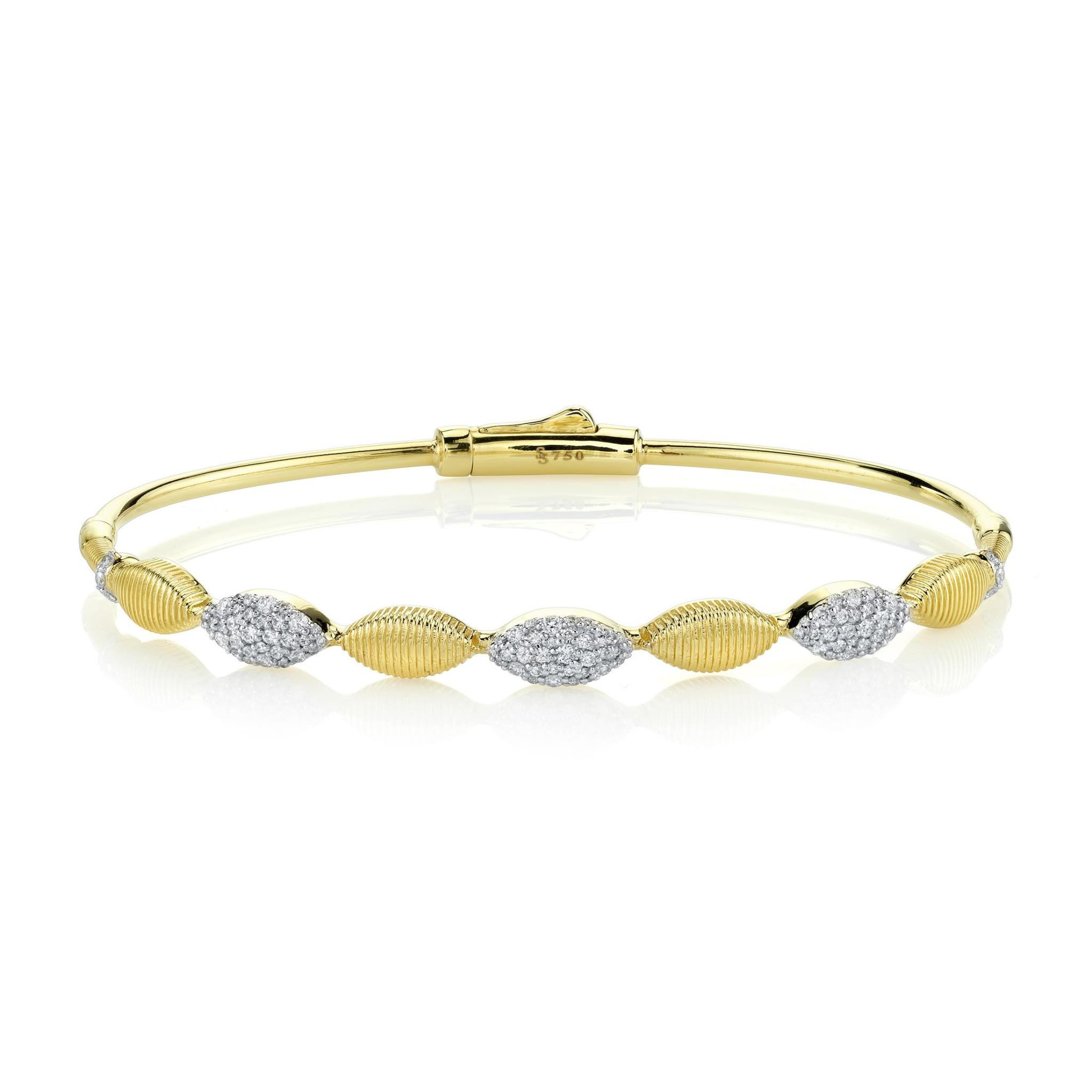 Marquis Bracelet with White Diamond and Strie Detail