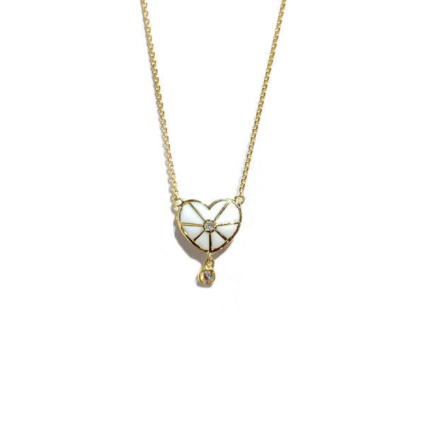 White enamel "Passion" Heart Necklace