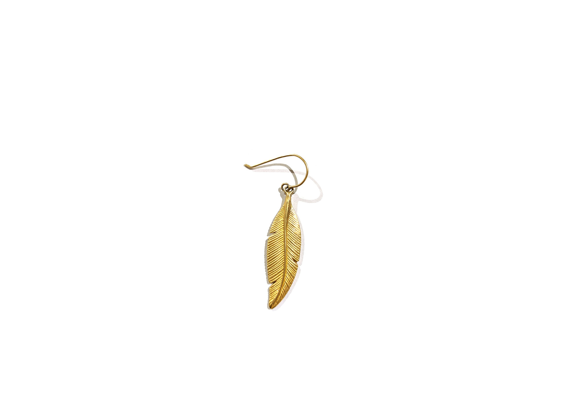 HBJ Carved and Cast Single Feather Earring