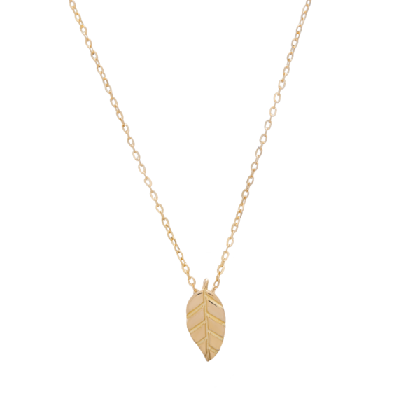 Mini Leaf of Gold Necklace Made of 18k Gold on a 16"-18" Chain