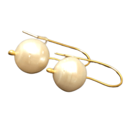 MK Earrings - Large South Sea White Pearls, 18k gold ear wire