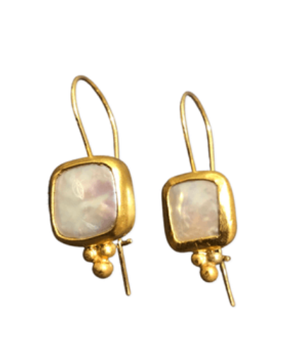 MK Earrings - South Sea Sq Pearls