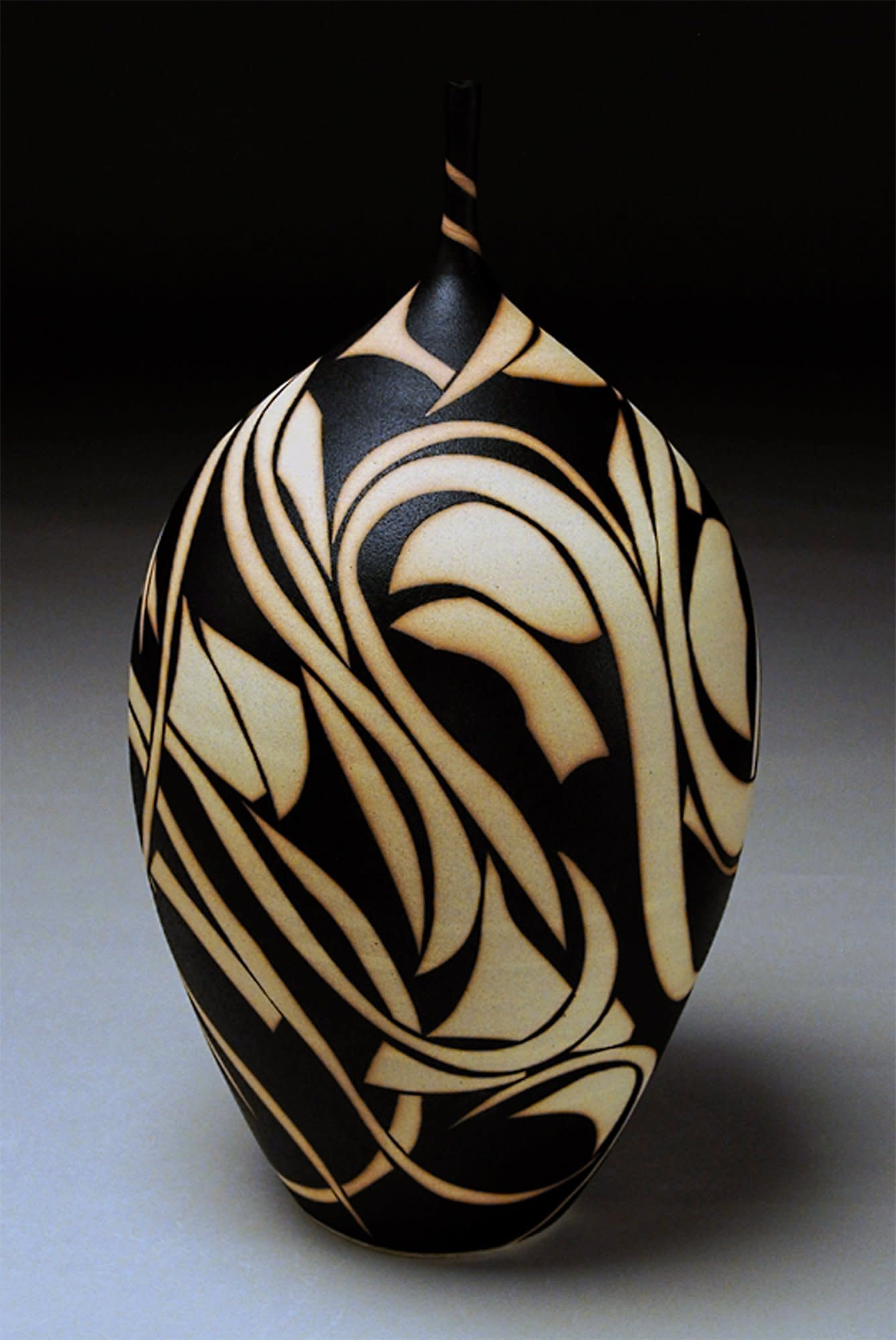 Bottle with Pattern and Tendrils