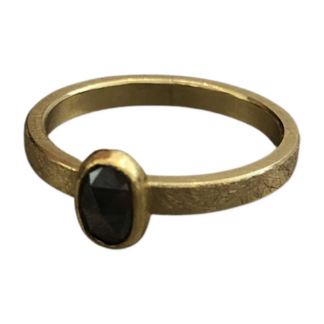Ring Rosecut Dark Diamond, 18/22k gold