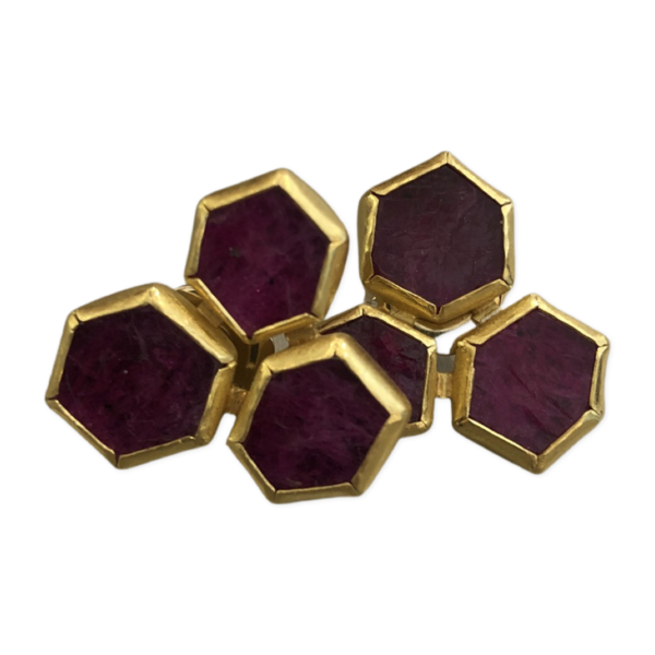 Earrings hexagonal rough  Ruby slices