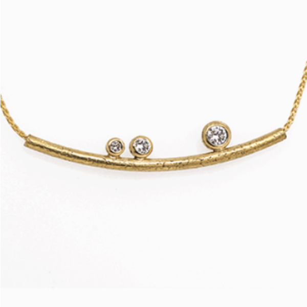 Necklace, Curved bar with three Diamonds