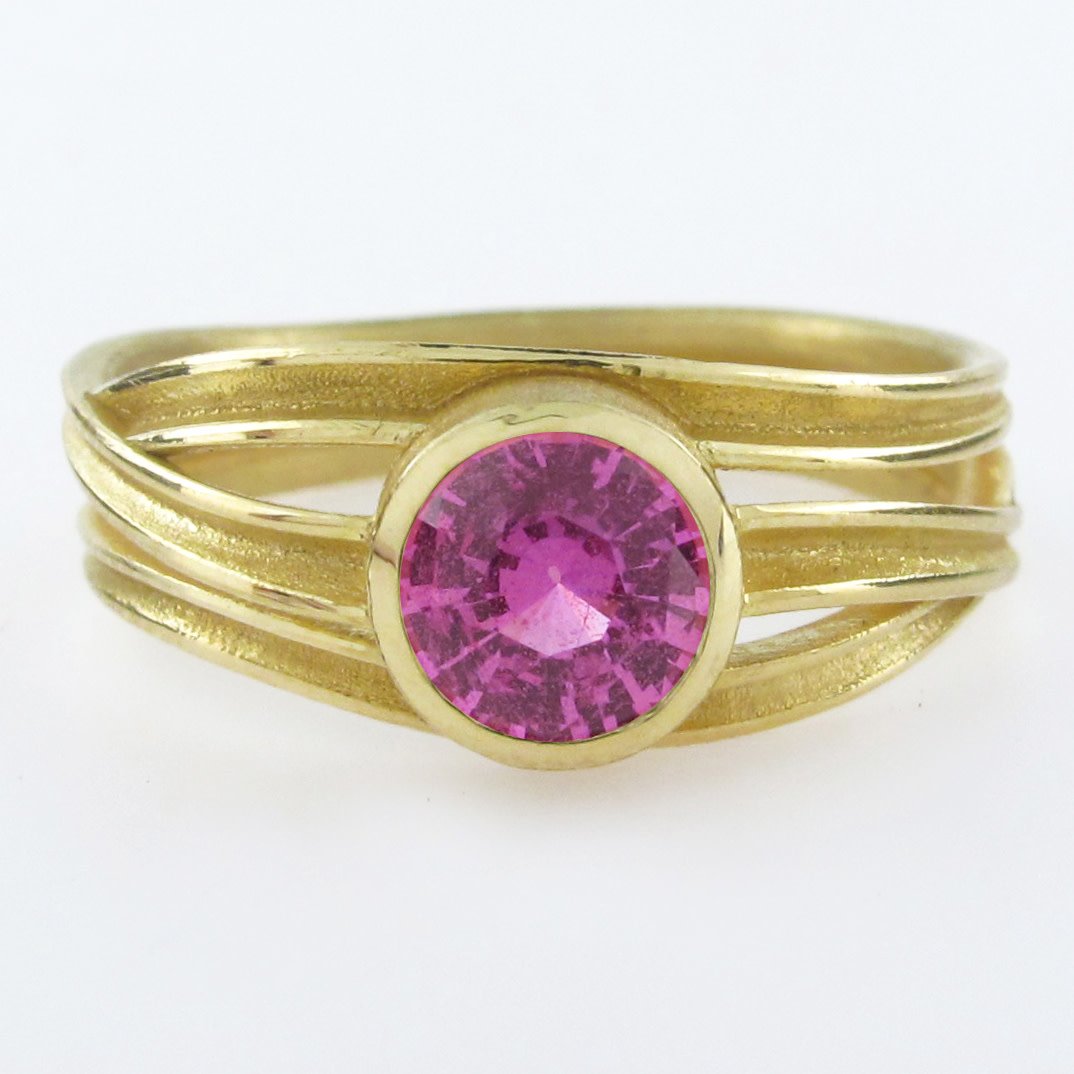 Pink Sapphire Triple Ribbon Ring