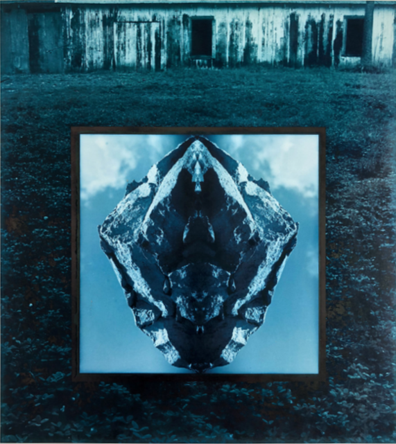 Untitled, 1968 - Symmetrical Rock and Barn Blue Tone | 12x10