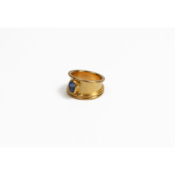 Wide Cigar w/ Oval Blue Sapphire Ring