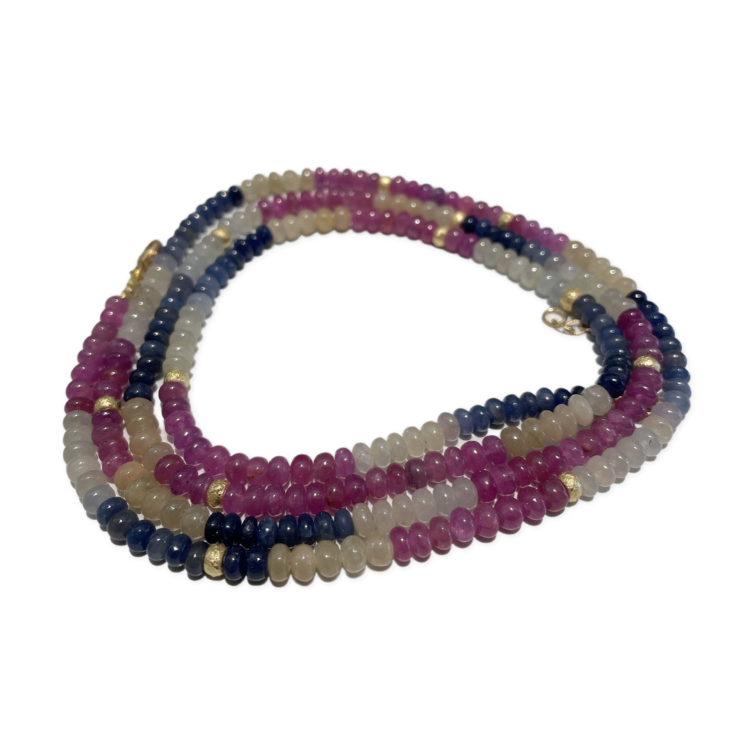 Multicolor Sapphire Beaded Wrapped Bracelet