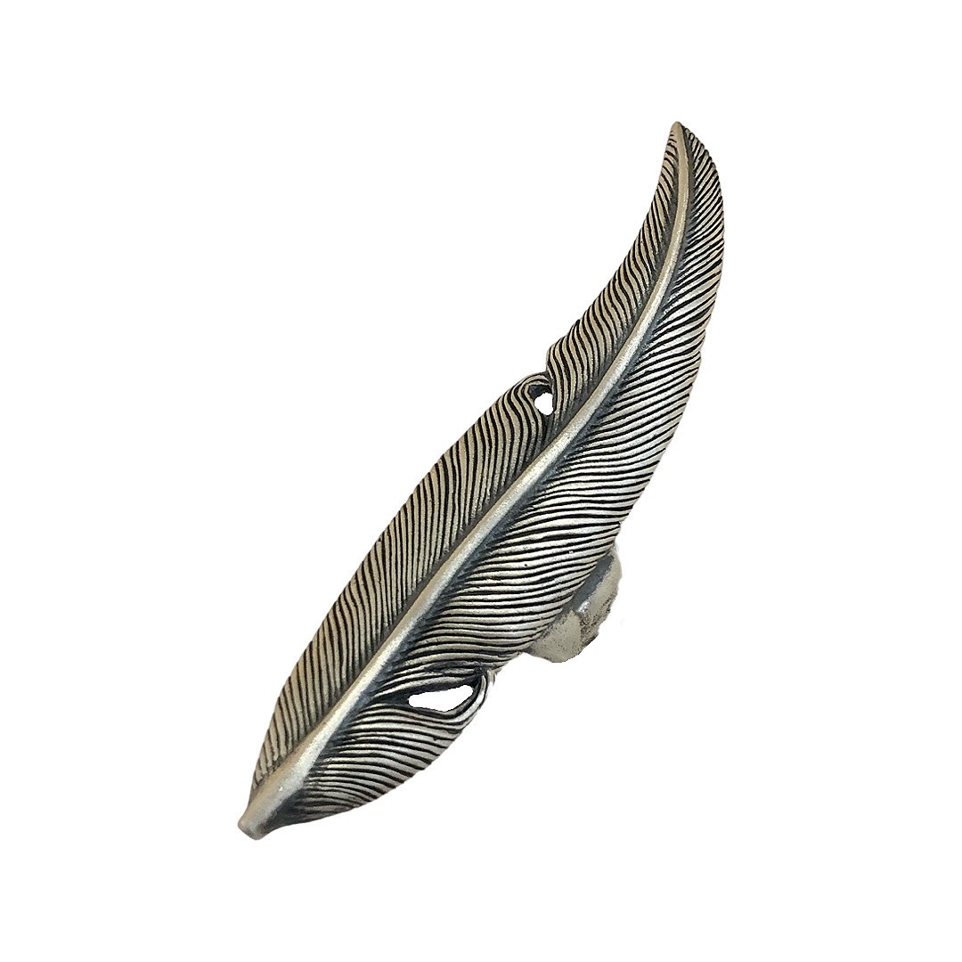Carved & Cast Silver Feather Ring (6)
