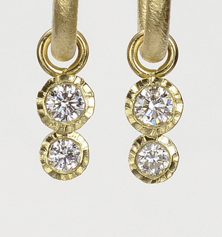 Double diamond drops, 18k yellow gold