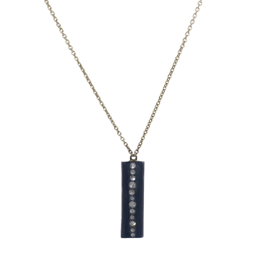 Silver Pendant Necklace with Inverted Diamonds
