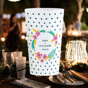 Verres mariage petits coeurs verts