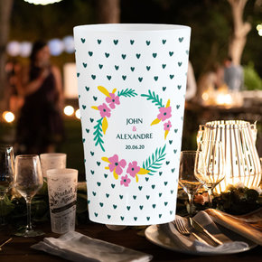 Wedding cups small green hearts