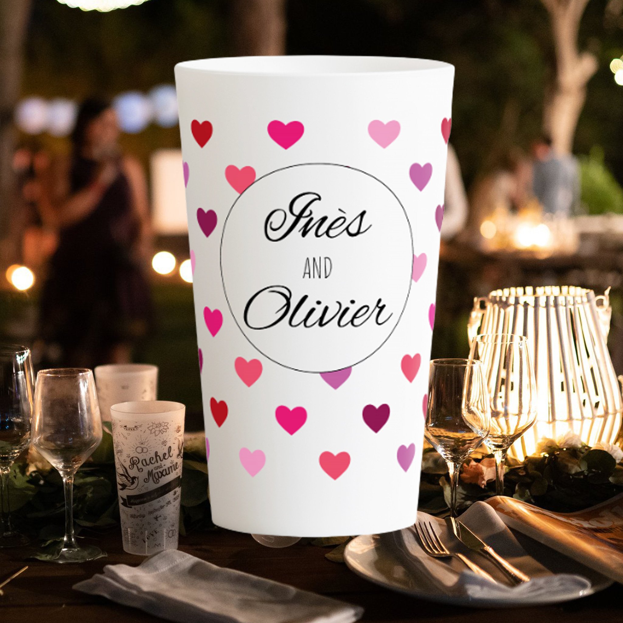 Wedding cups pink hearts