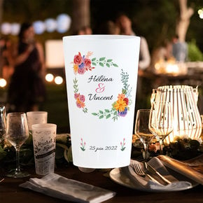 Wedding cups Summer with Flower Crown