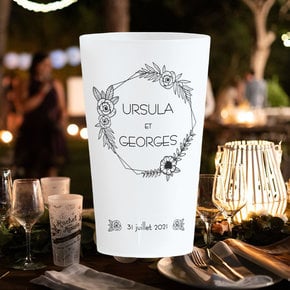 Verres mariage romantique noir et blanc