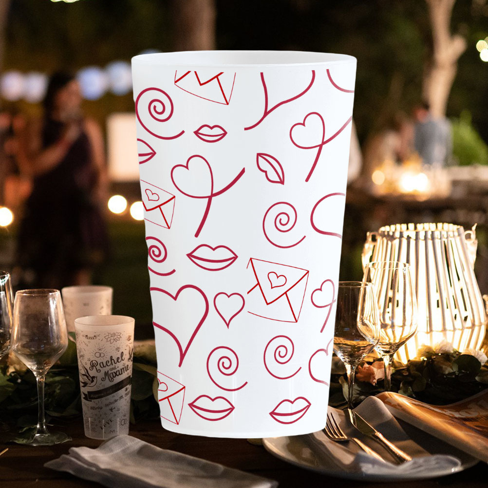 Wedding cups red love letter