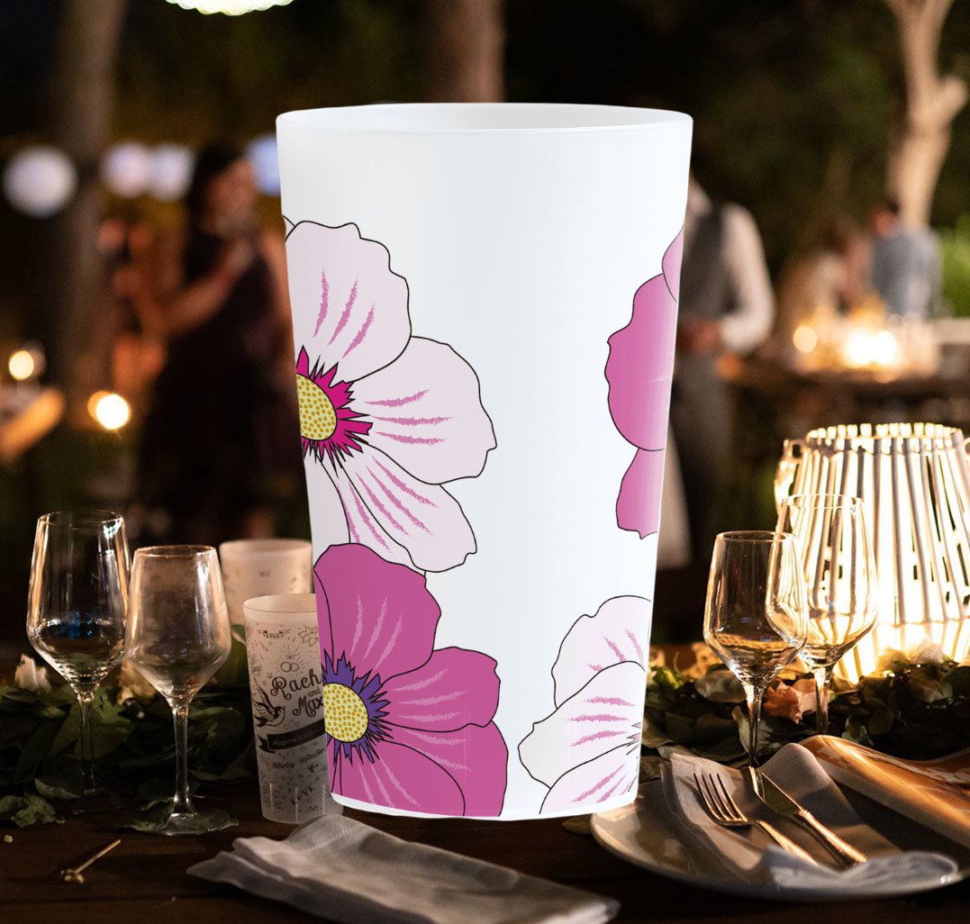 Wedding cups pink flowers