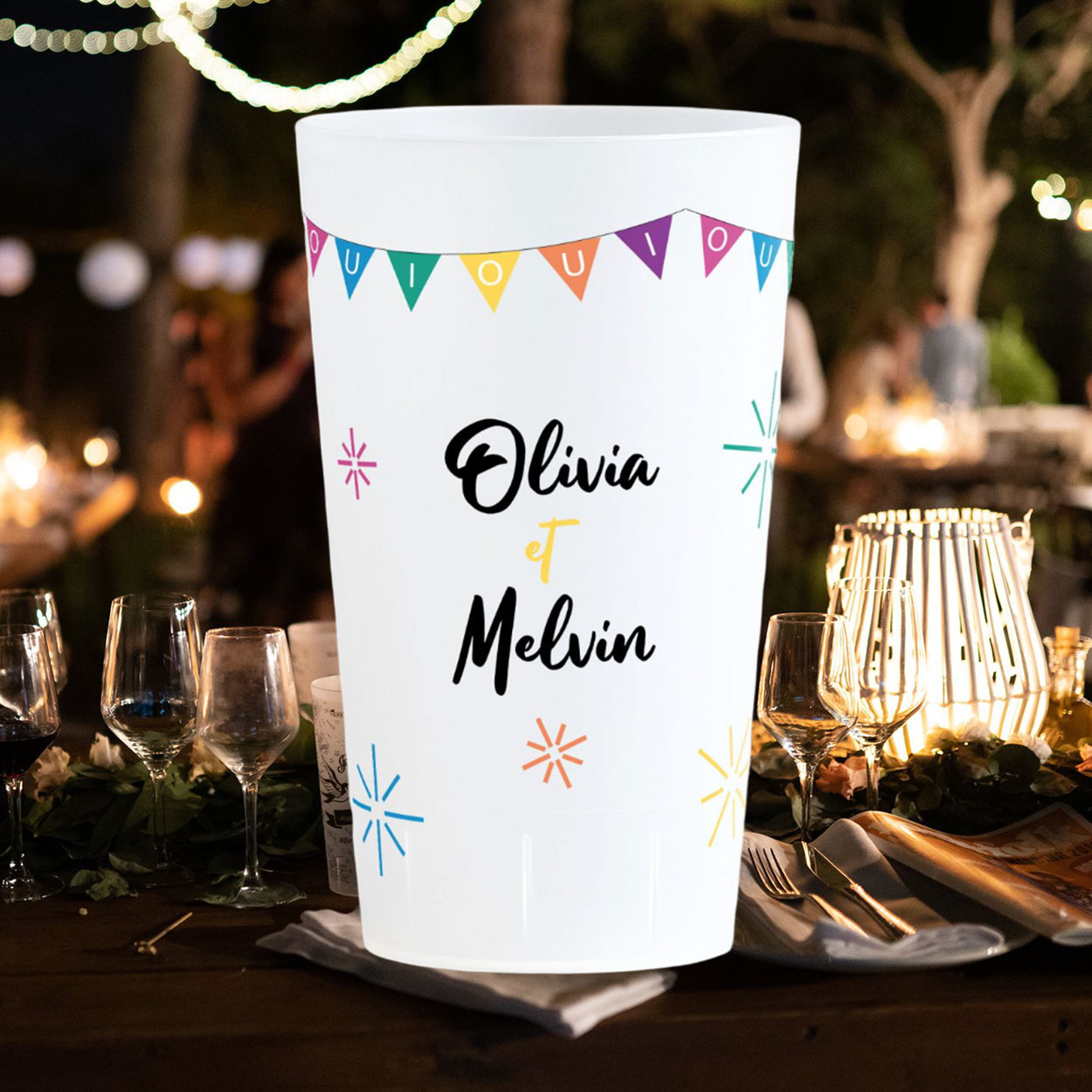 Gobelets personnalisés pour mariage lot 30 verres réutilisables