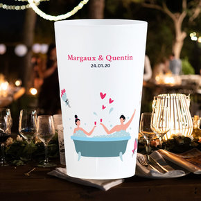 Verres mariage Couple Baignoire