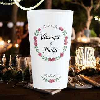 Verres mariage Couronne Roses