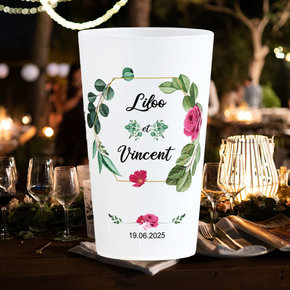 Wedding cups plant frame with rose