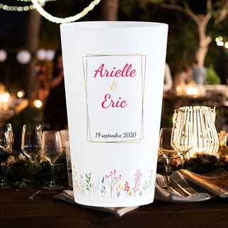 Verres mariage fleurs des champs