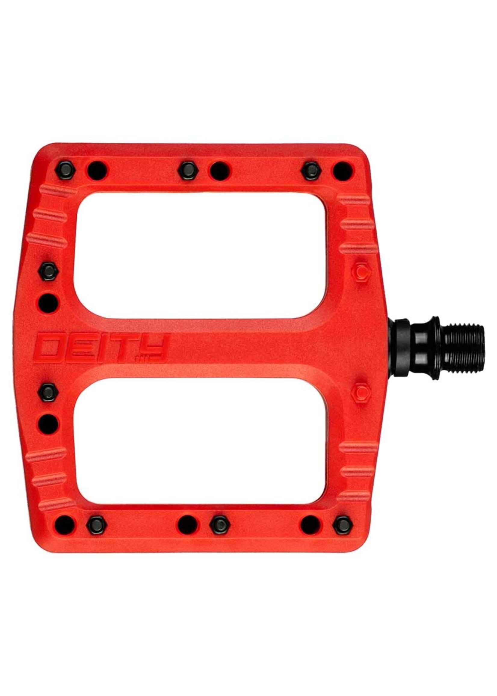 Deity Deity Deftrap Platform Pedals Body: Nylon, Spindle: Cr-Mo, Red, Pair