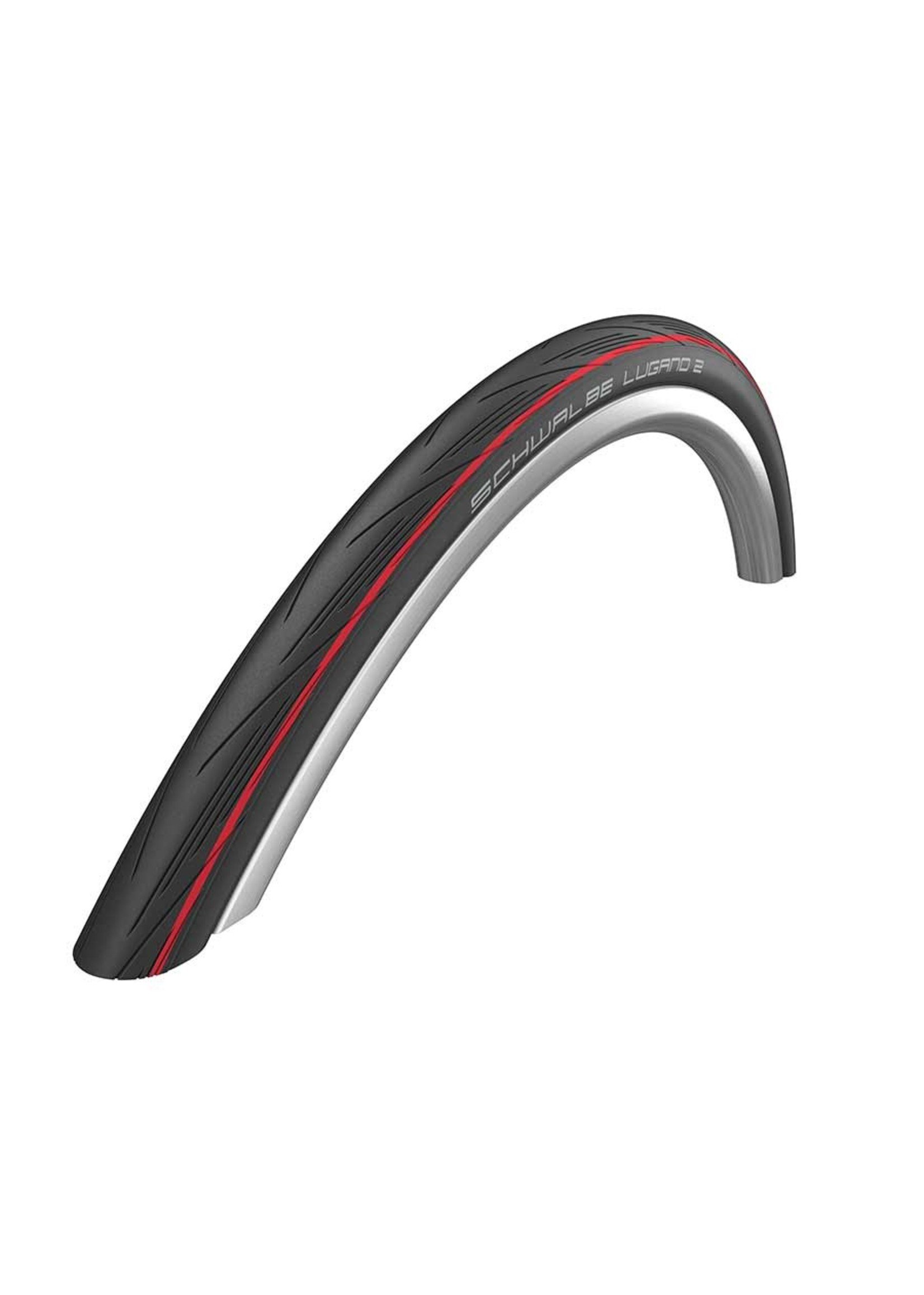 Schwalbe Schwalbe Lugano ll Tire 700 x 25C (25-622) Red Stripes, K-Guard, Silica, Wire
