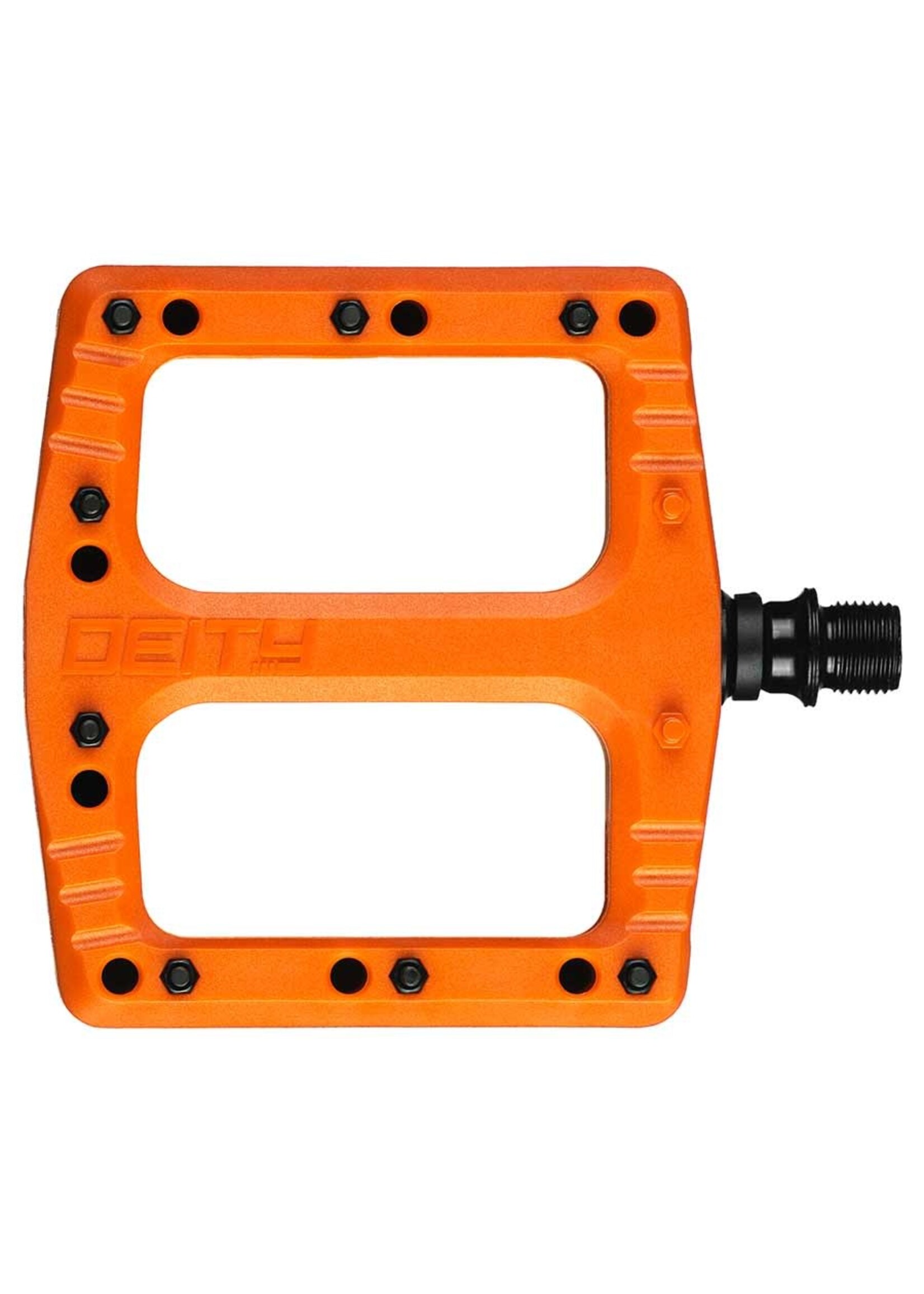 Deity Deity, Orange, Deftrap, Platform Pedals, Body: Nylon, Spindle: Cr-Mo, Pair