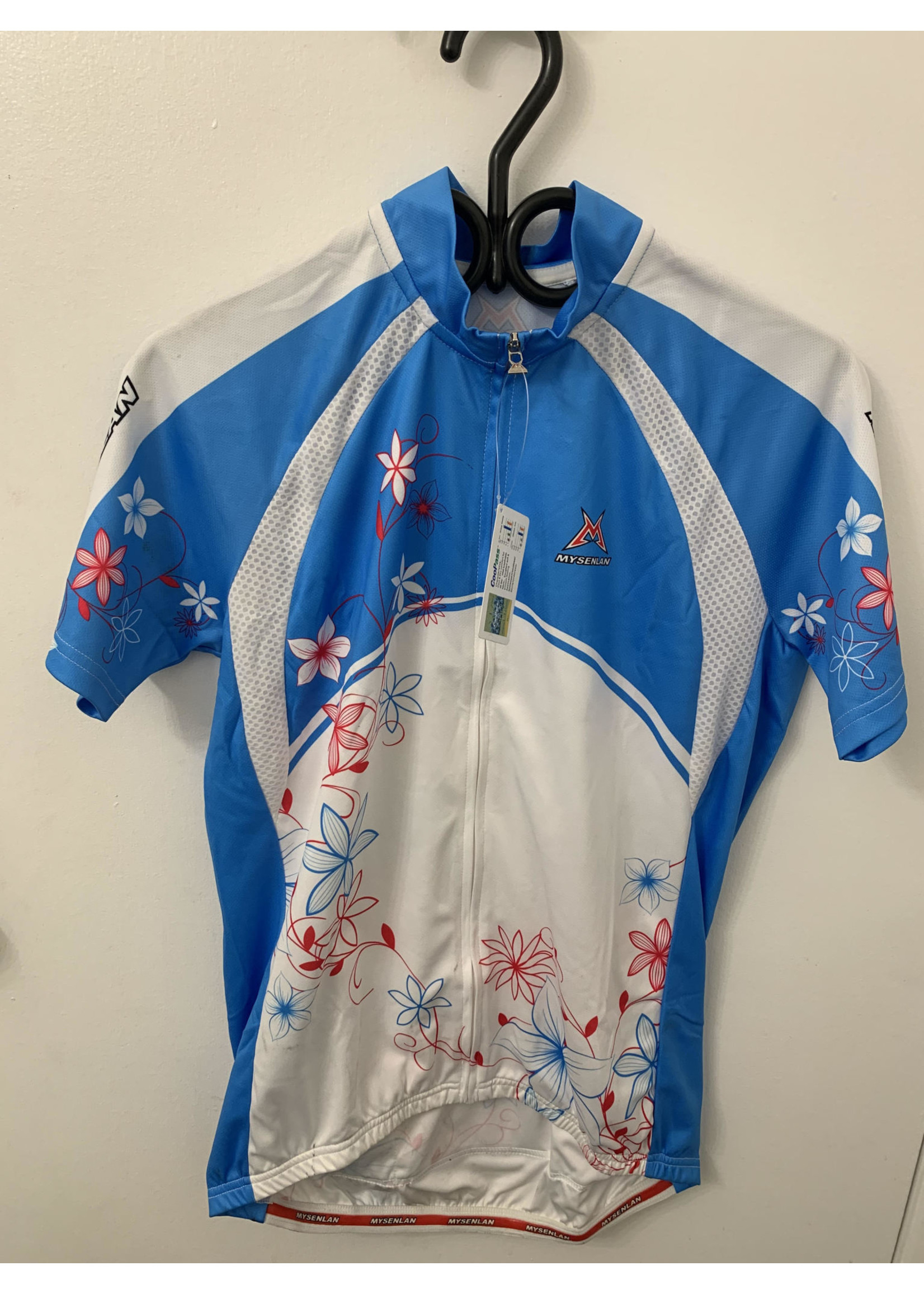 MySenlan Mysenlan Women's Short Sleeve Jersey + Shorts Blue/White Flowered