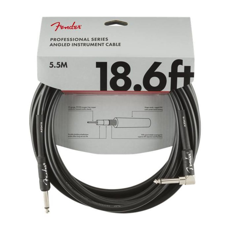 Fender NEW Fender Professional Series Cable - 18.6' - Straight/Angle - Black