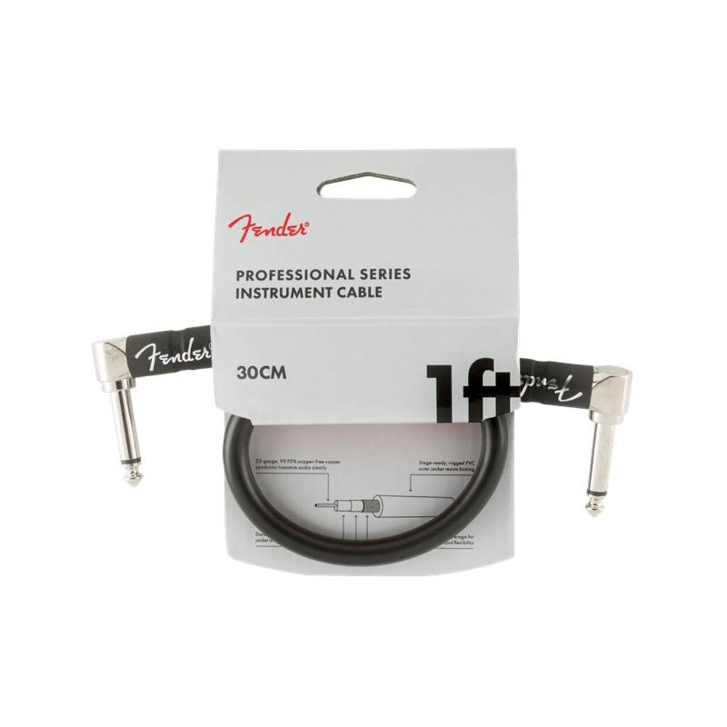Fender NEW Fender Professional Series Cable - 1' - Angle/Angle - Black