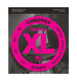 D'Addario NEW D'Addario ECB81S Chromes Flatwound Short Scale Bass Strings - Light - .045-.105