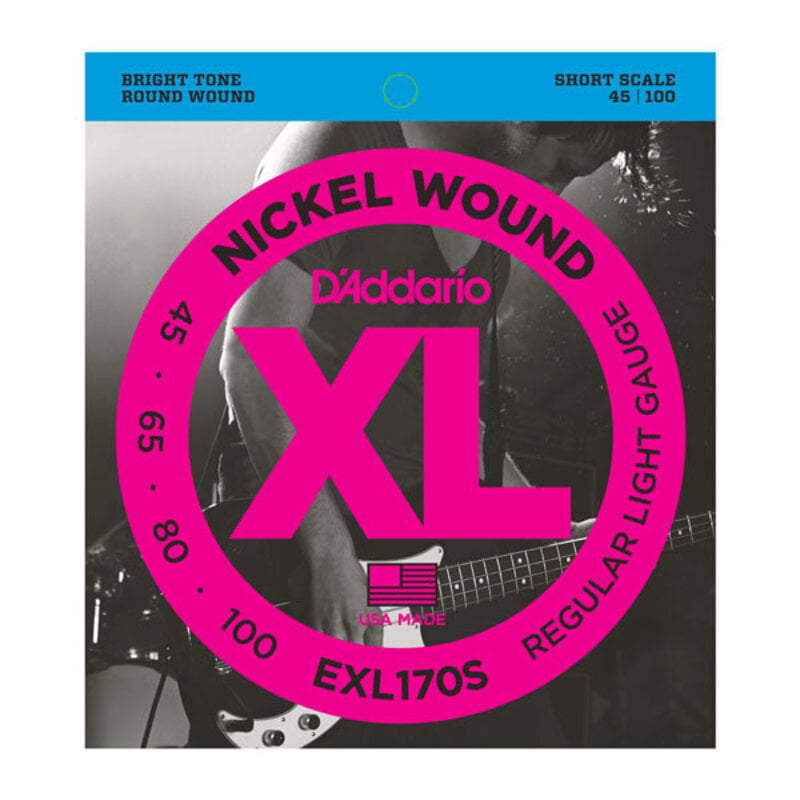 D'Addario NEW D'Addario EXL170S Nickel Wound Short Scale Bass Strings - Regular Light - .045-.100