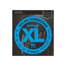 D'Addario NEW D'Addario ETB92-5 Black Tapewound Bass Strings - Medium - .050-.135