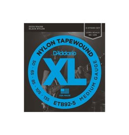 D'Addario NEW D'Addario ETB92-5 Black Tapewound Bass Strings - Medium - .050-.135