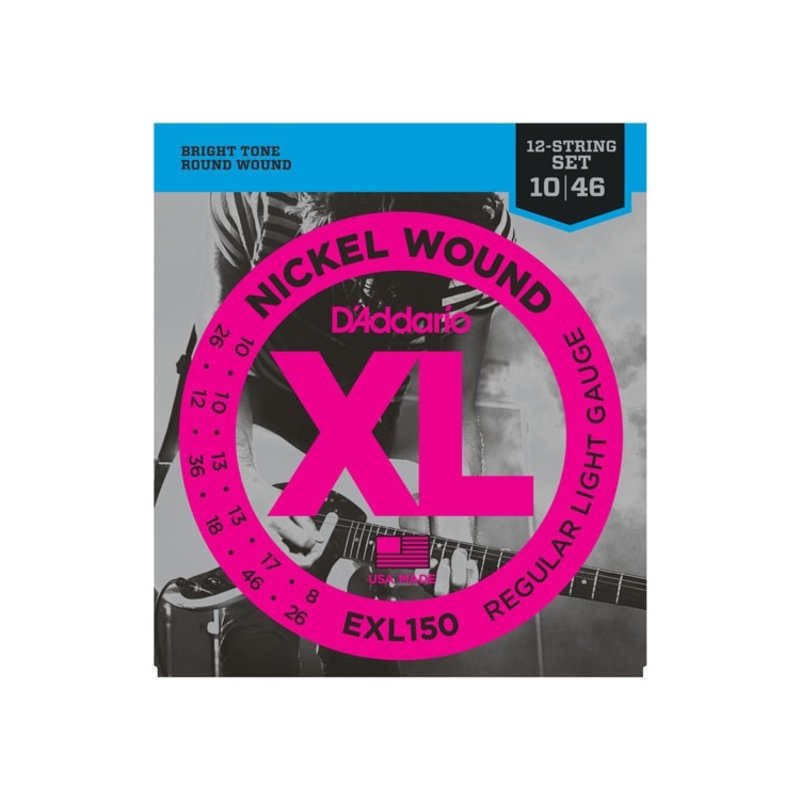 D'Addario NEW D'Addario EXL150 Regular Light 12-String Electric Strings - .010-.046
