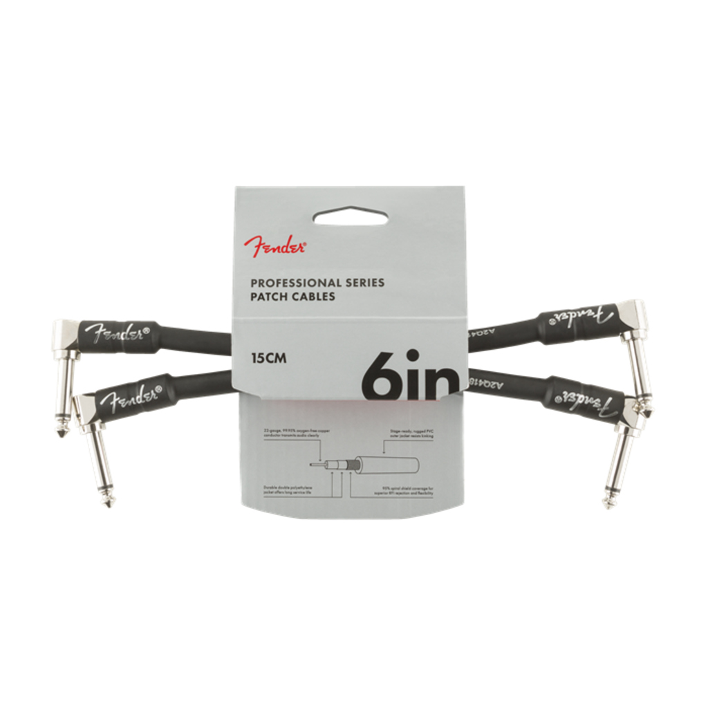 Fender NEW Fender Professional Series Cable 2-Pack - Angle/Angle - 6" - Black