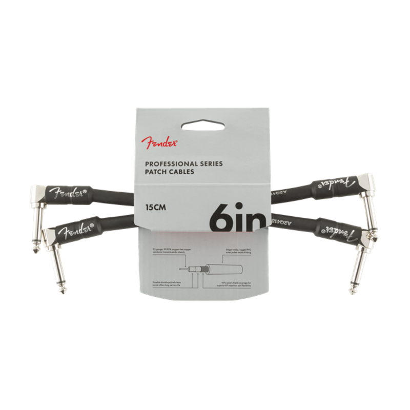 Fender NEW Fender Professional Series Cable 2-Pack - Angle/Angle - 6" - Black