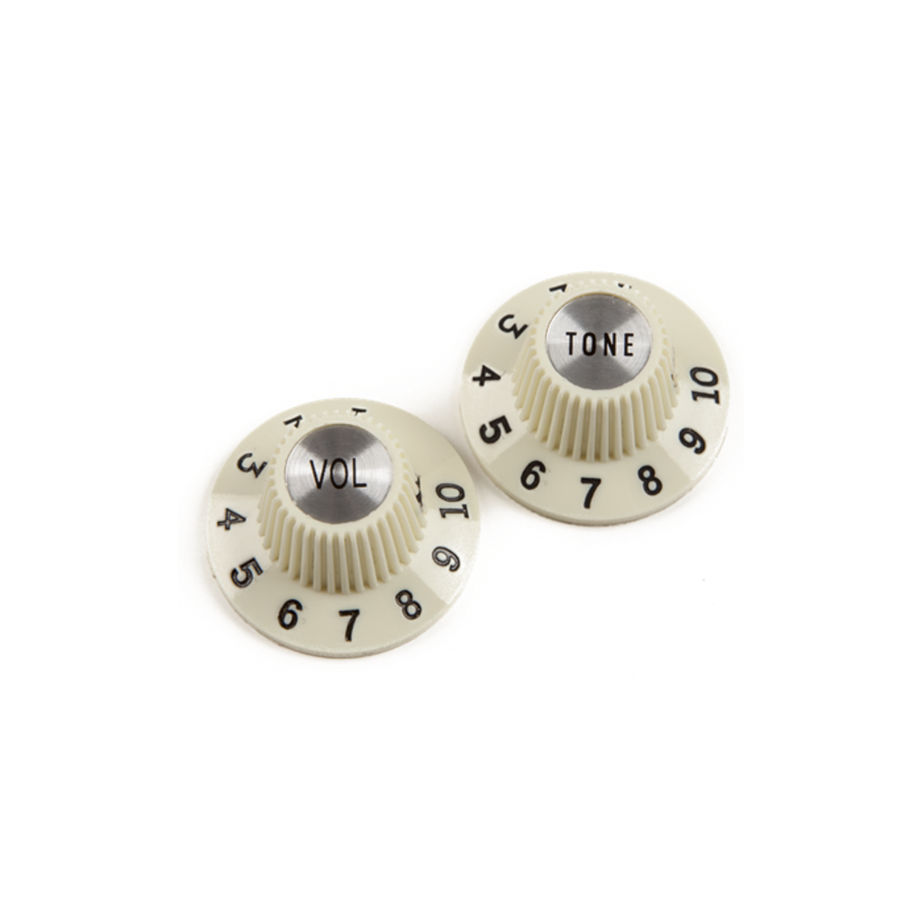 Fender NEW Fender Pure Vintage 1965 Jazzmaster Witch Hat Knobs - Vintage White
