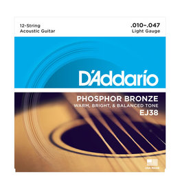 D'Addario NEW D'Addario EJ38 Phosphor Bronze 12-String Acoustic Strings - .10-.047