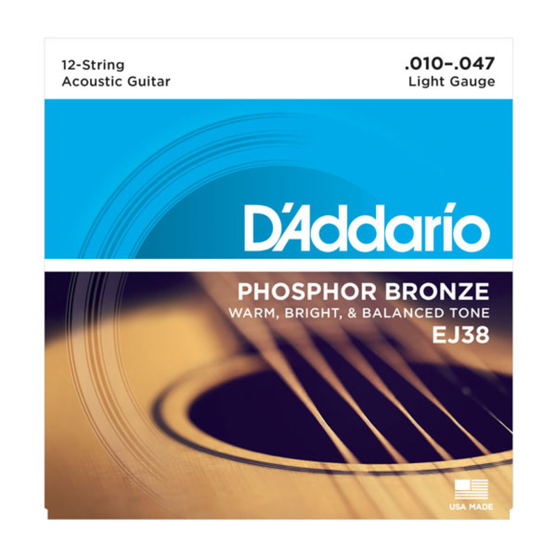 D'Addario NEW D'Addario EJ38 Phosphor Bronze 12-String Acoustic Strings - .10-.047
