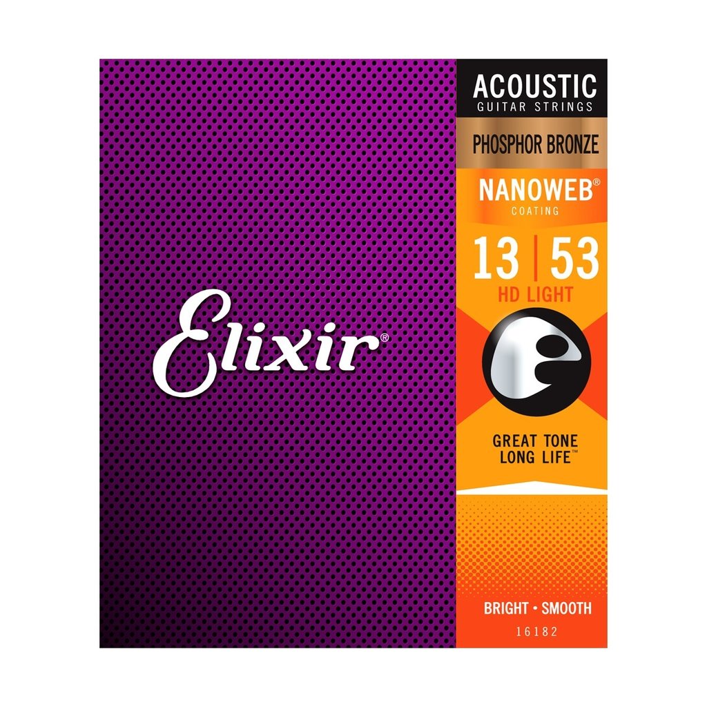 Elixir NEW Elixir Nanoweb Phosphor Bronze Acoustic Strings - HD Light - .013-.053