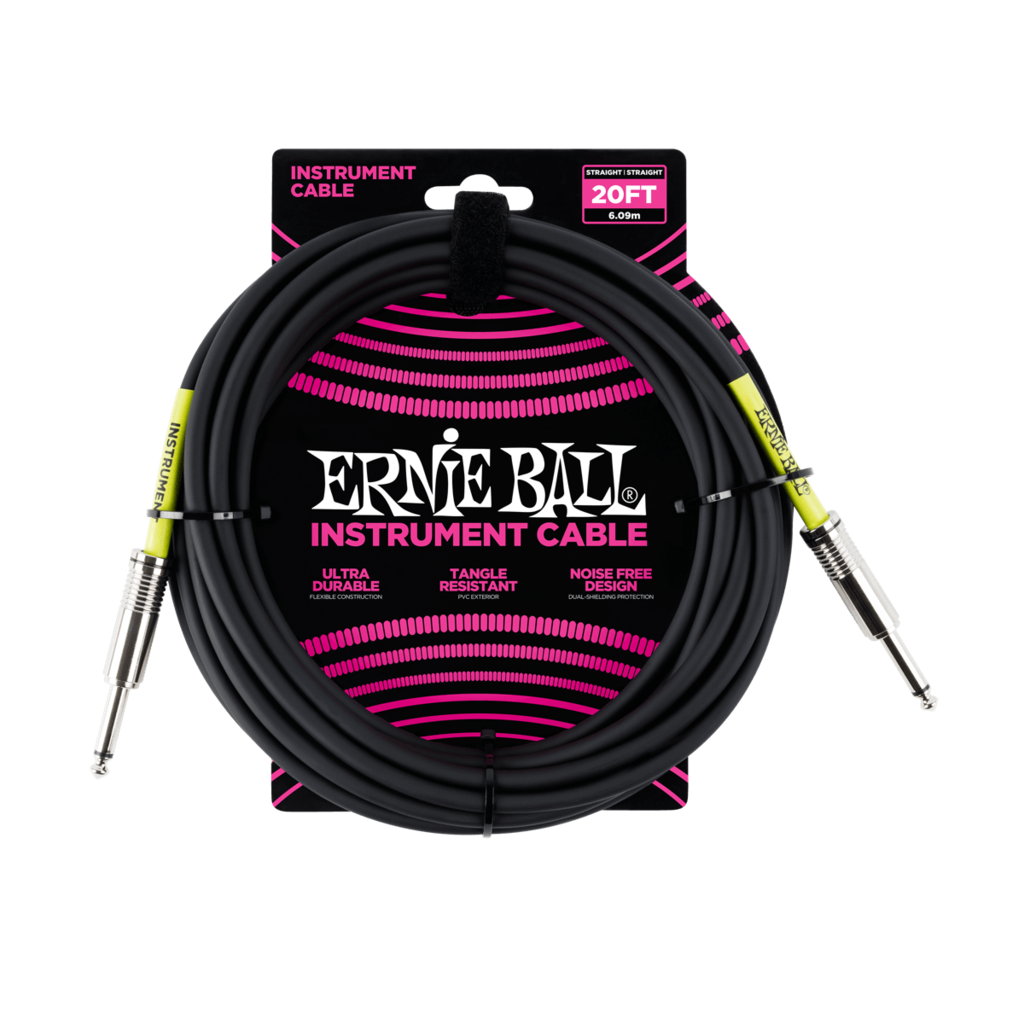 Ernie Ball NEW Ernie Ball Instrument Cable - Straight/Straight - Black - 20'