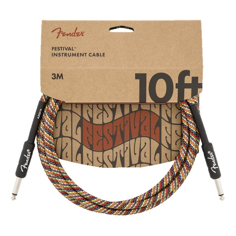 Fender NEW Fender Festival Instrument Cable - Pure Hemp - 10' - Straight/Straight - Rainbow