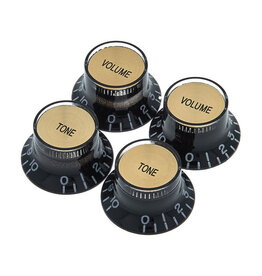 Gibson NEW Gibson Accessories Top Hat Knobs - Black with Gold Inserts