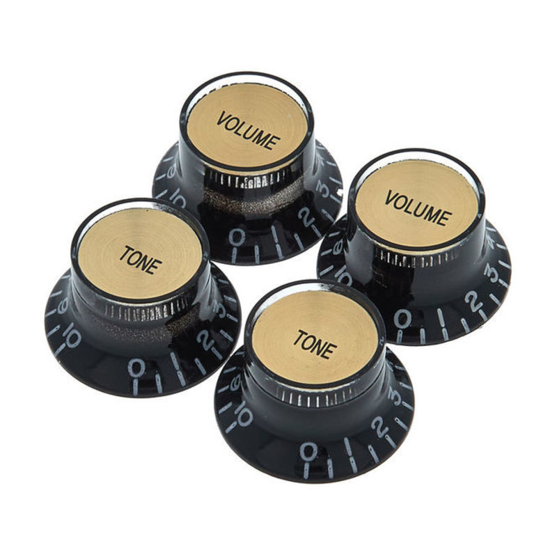 Gibson NEW Gibson Accessories Top Hat Knobs - Black with Gold Inserts
